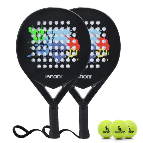 Padel Racket Carbon Fiber Surface (2pcs+3 Balls)