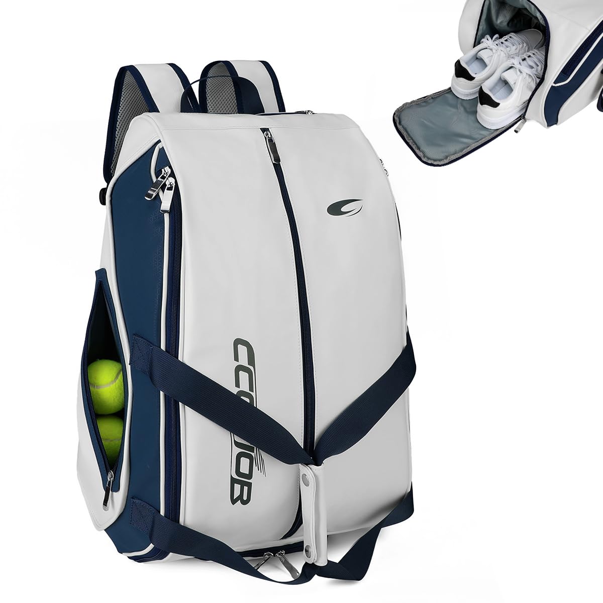 CCGTIOR Multi-Use Padel Backpack For Sport Convertible Tennis Backpack With Shoe Compartment - Blue