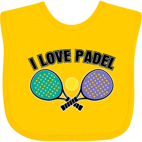 inktastic I Love Padel Sports Quote Baby Bib Yellow 41a62